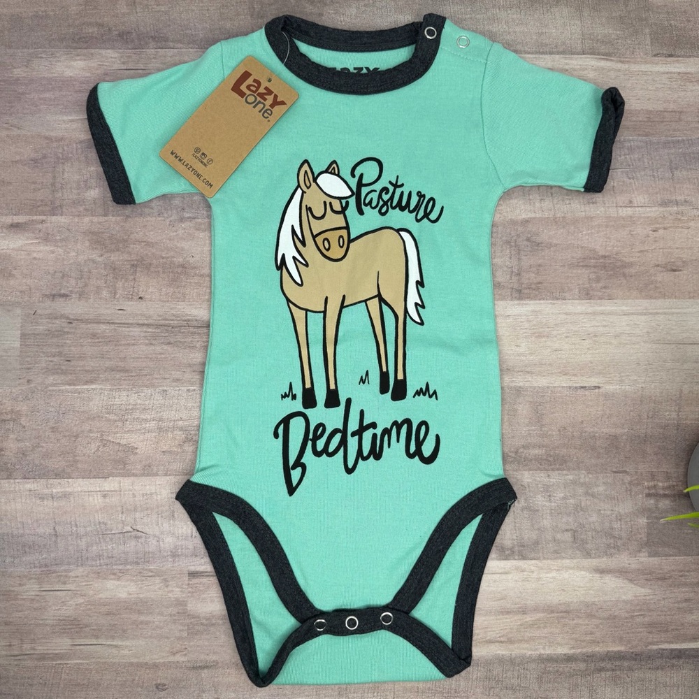 Lazy One Mint Horse 'Pasture Bedtime' Baby One-Piece - NWT